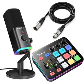 MAONO PD100X XLR/USB Gaming Microphone & Maonocaster G1 NEO & All in One Gaming Gear Bundle for Game Streamers（PD100X Black+G1 NEO+XLR-180