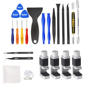 Kaisi Professional Electronics Opening Pry Tool Repair Kit +Phone Screen Repair Tools Adjustable Fastening Clamps Clip Nylon Spudger and Anti-Static Tweezers for Cellphone iPhone Laptops Tablets