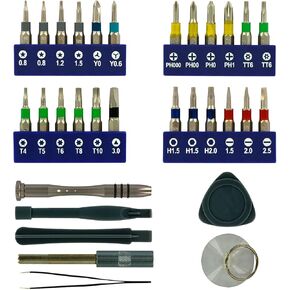 Smartphone & Tablet Repair Kit - 32 Pieces - Bit Holder + Precision Bits + Extension + Screen Suction Cup + Removal Accessories
