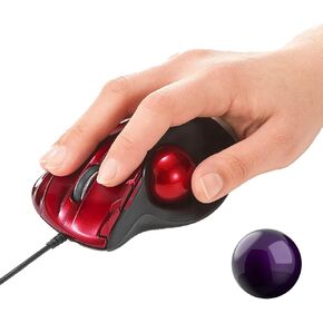 SANWA Wired Trackball Mouse GMATB44RN + Purple 34mm Trackball Replacement Ball Set, Computer Rollerball Mice, 400/800/1200/1600 DPI, Compatible MacBook, Laptop, Windows, macOS, Chrome OS