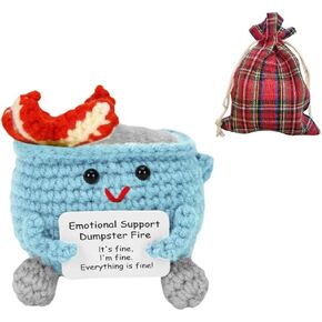 Crochet Dumpster Fire, Handmade Emotional Support Dumpster Fire Doll, Positive Dumpster Fire Crocheted Toy Funny Office Desk Decor for Friends,Coworkers, Students, Teachers