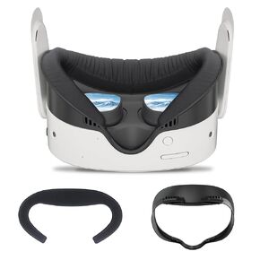 3PCS Face Cover Pad for Oculus Quest 3s - Widen Facial Interface, Cool Ice Silk Face Pad, PU Leather Face Cushion,Mesh Cloth Face Foam Pad Replacement,VR Accessories Set for Meta Quest 3s