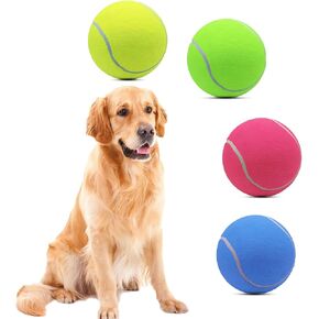 Magicorange 4 Pack 9.5 inch Oversize Giant Tennis Ball Dog Tennis Ball Large Pet Chew Toy for Outdoor/Indoor Sports Dog Ball Gift with Needle (Multicolor, 9.5 inch)