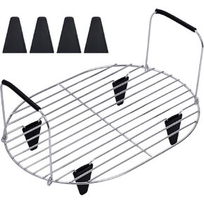 Steam and Roast Rack Compatible with Ninja Foodi Possible Cooker Pro 8.5 Qt MC1000, MC1001, MC1010 Series Slow Oval Pot, Stainless Steel Rack with Silicone Feet and Handles