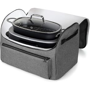 Kitchen Cover Pocket Compatible with Ninja Slow Cooker, Foodi Possible Cooker Pro 8.5 Qt Accessories, Travel Crockpot, Picnic bag with Easy Clean Linning-Leak-proof Soup, Gray