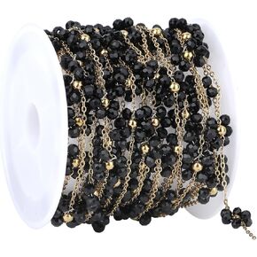 UMAOKANG 3 Yard Gold Plated Chain for Jewelry Making Stainless Cross Chain Colorful Crystal Flower Link Chain Necklace Bracelet DIY for Women