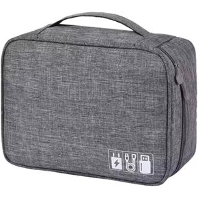 Electronics Travel Organizer Bag, Waterproof Storage Case with Dual Zippers, DIY Dividers, for Cord,phone,Charger, Flash Drive, Phone, SD Card,Personal Items
