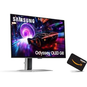 SAMSUNG 27-inch Odyssey QD-OLED G8 (G81SF) + $300 Amazon Gift Card, 4K, 240Hz, Gaming Monitor, 0.03ms Response Time, DisplayHDR, AMD FreeSync™ Premium Pro, Ergonomic Stand, LS27FG810SNXZA, 2025
