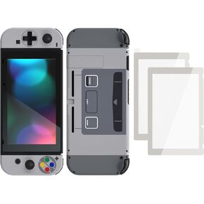 eXtremeRate Colorful Border Screen Protector + Classic EU SFC SNES Dpad Version DIY Replacement Full Set Shell for Nintendo Switch