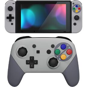 eXtremeRate SFC SNES Classic EU Style Custom Dpad Version Shell for Nintendo Switch, Octagonal Gated Sticks Design Replacement Full Set Shell for Nintendo Switch Pro Controller - Console Controller NO