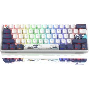 Womier 60% Percent Keyboard Gaming, WK61 Creamy Mechanical Wired Keyboard Anime, Hot-Swappable RGB Key Board with PBT Keycaps for Windows PC Gamers - POM Linear Red Switch(Black Kanagawa)