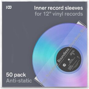 Vinyl Record Sleeves - 50 x Premium Vinyl Inner Sleeves with Anti-Static Rice Paper & HDPE - Archival 3-Layer Record Covers for 12" LPs - Acid-Free Polylined Album Covers for Storage