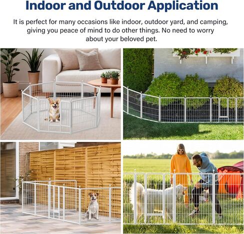 Dog Playpen 32 Inch 8 Panels, Heavy Duty Metal Pet Playpen Indoor Outdoor for Camping, Yard, RV, Garden Fence, Privacy Patio, Black in Saudi Arabia