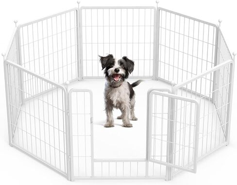 Dog Playpen 32 Inch 8 Panels, Heavy Duty Metal Pet Playpen Indoor Outdoor for Camping, Yard, RV, Garden Fence, Privacy Patio, Black in Saudi Arabia