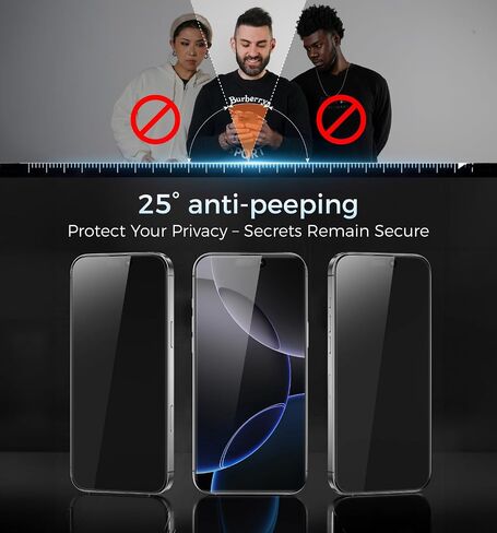 MAGIC JOHN 3rd Gen Upgraded for iPhone 16ProMax Privacy Screen Protector 6.9 Inch,25°Anti-Spy Screen,Shockproof Tempered Glass,Auto Dust-Removal,Bubble Free,Easy Installation,2 Pack in Kuwait