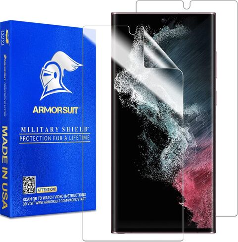 ArmorSuit [2 Pack] MilitaryShield Screen Protector Designed for Samsung Galaxy S22 Ultra 6.8" Case Friendly (2022 Release) Anti-Bubble HD Clear Film - Made in USA in Saudi Arabia