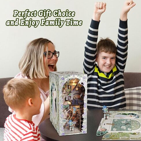 Book Nook Kit for Adults, 3D Wooden Puzzle DIY Miniature House Kit for Bookshelf Insert Decoration, DIY Dollhouse Bookend Tiny House for led (Shadow Moon Magic) in Saudi Arabia