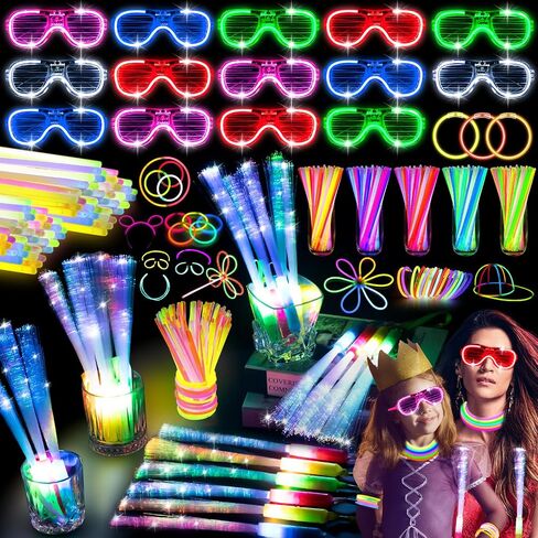 Glow in the Dark Party Favors for Adults Kids, Glow Party Supplies & Favors, 27 Rave Accessories, 56 LED Light Up Toys Bulk, 100 Glow Sticks Bulk Party Pack, Neon Party Supplies & Decorations in Saudi Arabia