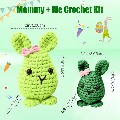 Kids Crochet Start Amigurumi Kit for Beginners,Complete Crochet Kit for Kids and Adult with Step-by-Step Video Tutorials, The Customized Anti-Fray Yarn is Idea for Beginner (2 Pack Bunny) in Saudi Arabia