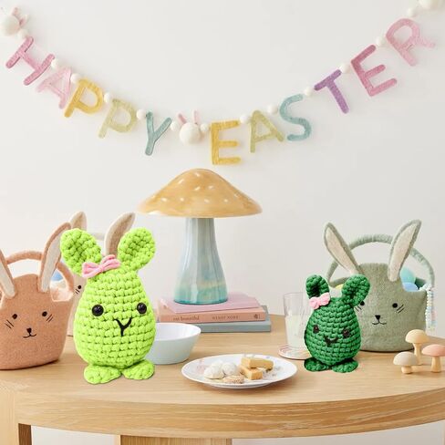 Kids Crochet Start Amigurumi Kit for Beginners,Complete Crochet Kit for Kids and Adult with Step-by-Step Video Tutorials, The Customized Anti-Fray Yarn is Idea for Beginner (2 Pack Bunny) in Saudi Arabia