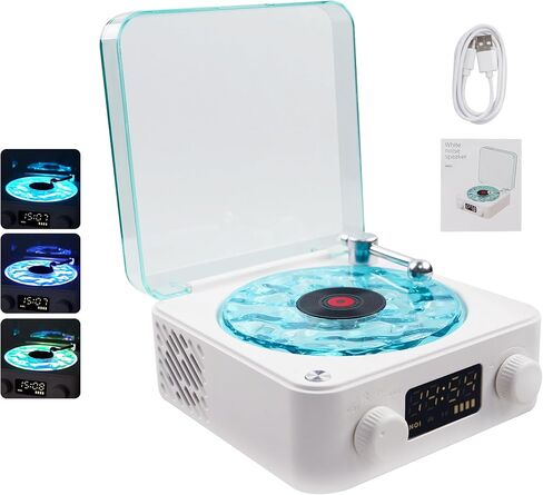 Portable CD Player,Retro Bluetooth CD Player with 4000mAh Battery,Cute Wave Speaker Night Lights/White Noise,Hi-Fi Sound Effect-Dual Channel & Bass Diaphragm,USB/AUX/TF Mode in Saudi Arabia