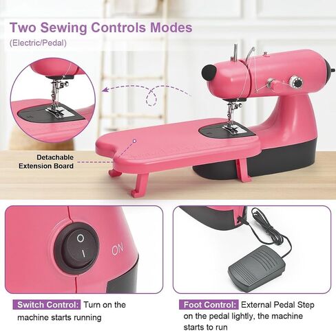 Mini Sewing Machine, Electric Sewing Machine with Expansion Table and Light, Portable Sewing Machine 2 Speed Fast Stitch Suitable for Clothes,Fabrics, DIY Home, With Basic Sewing Kit, Blue in Saudi Arabia