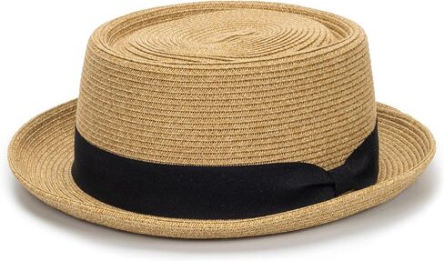 Pork-Pie-Hat-for-Men-Women Straw-Boater-Hat - Classic Boater Derby Sun Hats with Grosgrain Band in Saudi Arabia