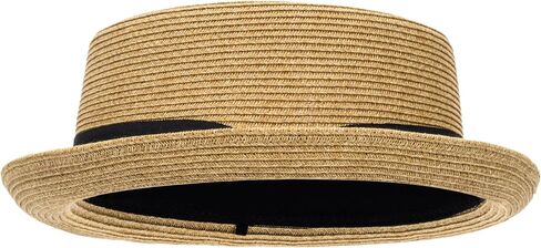 Pork-Pie-Hat-for-Men-Women Straw-Boater-Hat - Classic Boater Derby Sun Hats with Grosgrain Band in Saudi Arabia