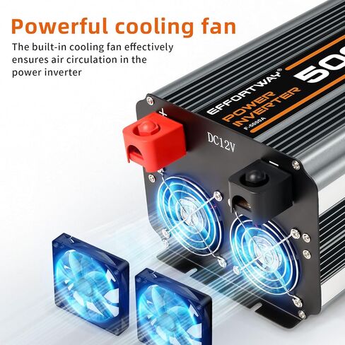 5000 watt Power Inverter DC 12V to AC 110V/120V Converter,10000w Peak.Comes with LCD Display,Wireless Controller, 4AC outlets,1USB.RV Inverter,Suitable for Camping,and Off-Grid Solar Inverter Systems in Saudi Arabia