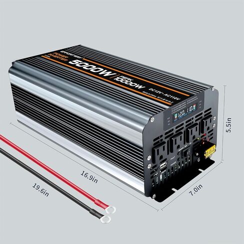 5000 watt Power Inverter DC 12V to AC 110V/120V Converter,10000w Peak.Comes with LCD Display,Wireless Controller, 4AC outlets,1USB.RV Inverter,Suitable for Camping,and Off-Grid Solar Inverter Systems in Saudi Arabia