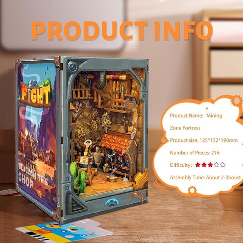 Spilay DIY Book Nook Kit,DIY Dollhouse Booknook Bookshelf Insert Decor Alley,Bookends Model Build kit with LED Light dust Cover,Handmade Crafts Gifts for Birthday Christmas and Valentine's Day（SQ-03） in Saudi Arabia