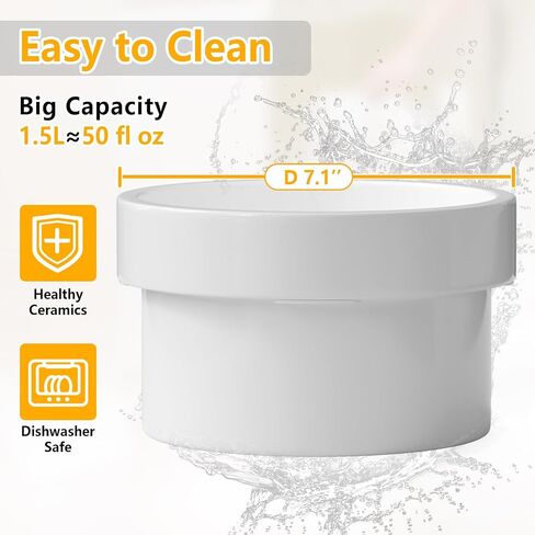 Elevated Dog Bowls for Medium/Large/Giant Dogs with Non-Slip Mat, 3 Height Adjustable Wood Stand Dog Raised Bowl with 2 Ceramic Dog Food Water Bowls(1.5L/50oz*2) (Lightwood) in Saudi Arabia