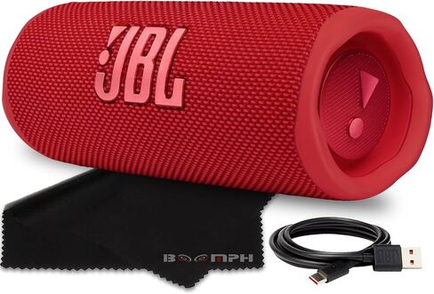 JBL Flip 6 Portable Bluetooth Wireless Speaker, IP67 Waterproof and Dustproof Built-in Battery - Red - Boomph's Comprehensive Ultimate Performance Cloth Solution for Your On-The-Go Sound Experience in Kuwait