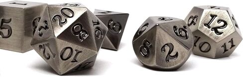 7 Piece Legendary Metal Dice Set - Bronze, Gold, Silver, and Copper Designs with Signature Font (Legendary Gold) in Saudi Arabia