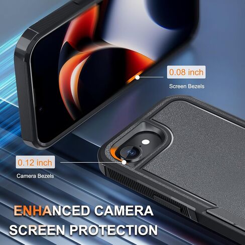 RMOCR for iPhone 16E Case with Screen Protector,Military Grade Heavy Duty Shockproof Phone Cover with Wrist Lanyard Strap for iPhone 16E 2025 Released,Black Matte in Kuwait