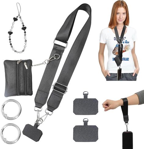 Clip and Go Phone Strap with Zippered Pouch,Phone Strap with Cellphone Chain Accessories in Saudi Arabia
