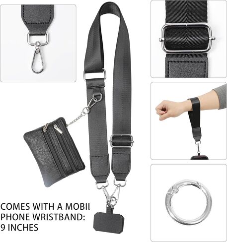 Clip and Go Phone Strap with Zippered Pouch,Phone Strap with Cellphone Chain Accessories in Saudi Arabia