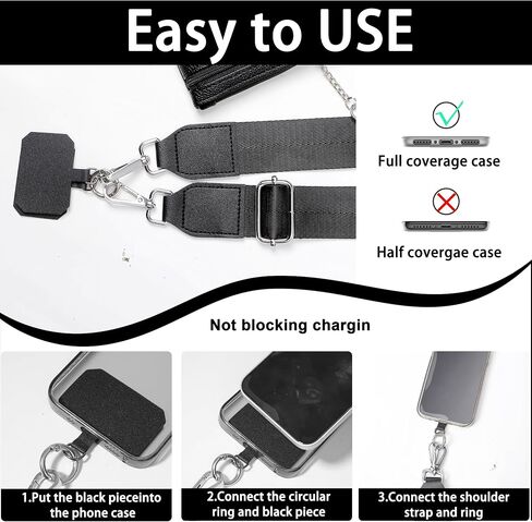 Clip and Go Phone Strap with Zippered Pouch,Phone Strap with Cellphone Chain Accessories in Saudi Arabia