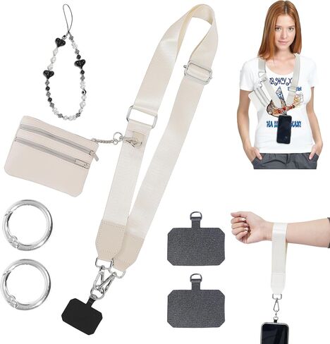 Clip and Go Phone Strap with Zippered Pouch,Phone Strap with Cellphone Chain Accessories in Saudi Arabia