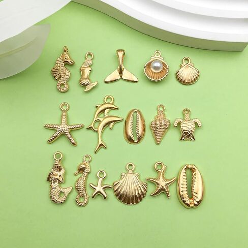Sailanzi 72pcs Ancient Silver Ocean Series Alloy Pendant Jewelry Making DIY Keychain Earrings Pendant Various Design Charms for Jewelry Making Bracelets Necklace (SN123) in Saudi Arabia