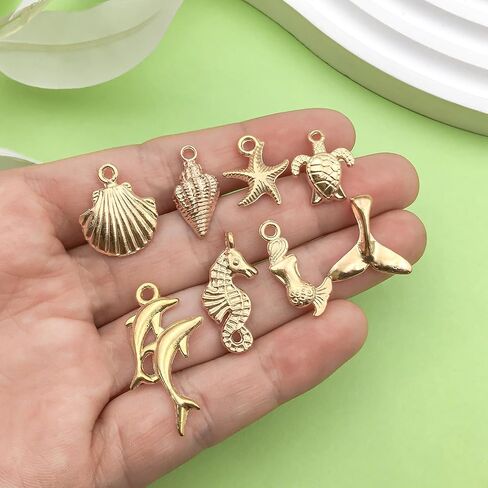 Sailanzi 72pcs Ancient Silver Ocean Series Alloy Pendant Jewelry Making DIY Keychain Earrings Pendant Various Design Charms for Jewelry Making Bracelets Necklace (SN123) in Saudi Arabia