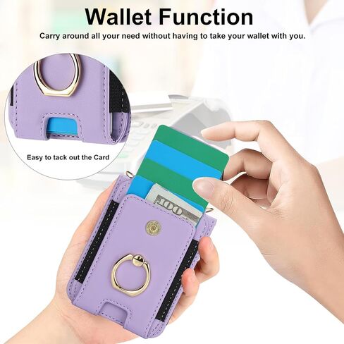 Phone Case for Motorola Razr 40/Moto Razr 2023 Wallet Cover With Ring and Crossbody Wrist Strap Lanyard Credit Card Holder Slot Stand XT2323-6 Razor Razer Razr2023 Razr40 Women Men Girls Purple in Saudi Arabia