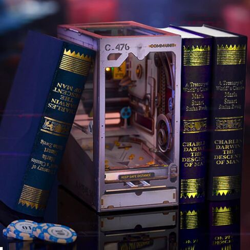 Book Nook Kit DIY Dollhouse Miniature Kit, Bookshelf Insert Decor, 3D Wooden Puzzle Booknook Miniature Kit with Furniture for Creative Ssembled Bookends (Near Future) in Saudi Arabia