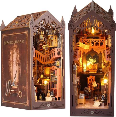 Book Nook Kit DIY Dollhouse Miniature Kit, Bookshelf Insert Decor, 3D Wooden Puzzle Booknook Miniature Kit with Furniture for Creative Ssembled Bookends (Near Future) in Saudi Arabia