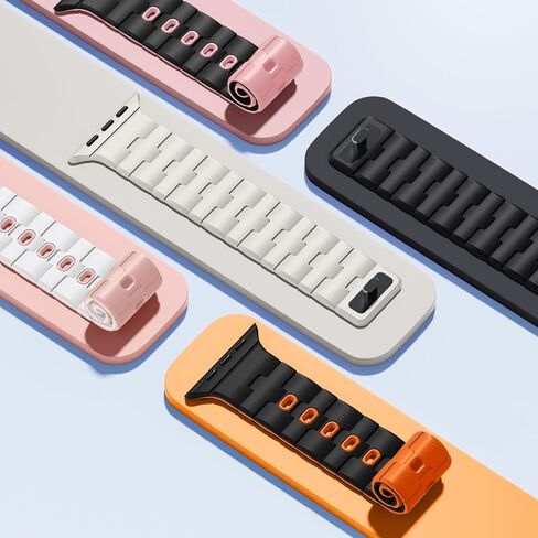 Watchand Silicone Watchband متوافق مع فرق Apple Watch للرجال 44 مم 45 مم 46 مم 49 مم 42 مم ، حزام مغناطيس قوي للرياضة لـ IWatch Series 10 9 Ultra 2 SE 8 7 6 5 4 3 1 ، Black in Kuwait