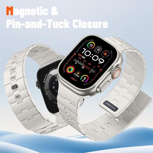 Watchand Silicone Watchband متوافق مع فرق Apple Watch للرجال 44 مم 45 مم 46 مم 49 مم 42 مم ، حزام مغناطيس قوي للرياضة لـ IWatch Series 10 9 Ultra 2 SE 8 7 6 5 4 3 1 ، Black in Kuwait