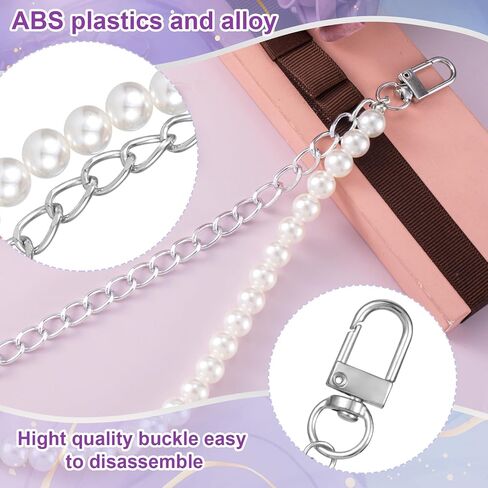 Pearl Purse Double Extender Chain, Gold Bag Charm Handle with Metal Buckles, 10 mm Replacement Bag Straps for Women, Elegant Accessory Decoration for Handbags, Purse (1PCS) in Saudi Arabia