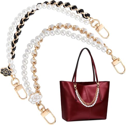 Pearl Purse Double Extender Chain, Gold Bag Charm Handle with Metal Buckles, 10 mm Replacement Bag Straps for Women, Elegant Accessory Decoration for Handbags, Purse (1PCS) in Saudi Arabia