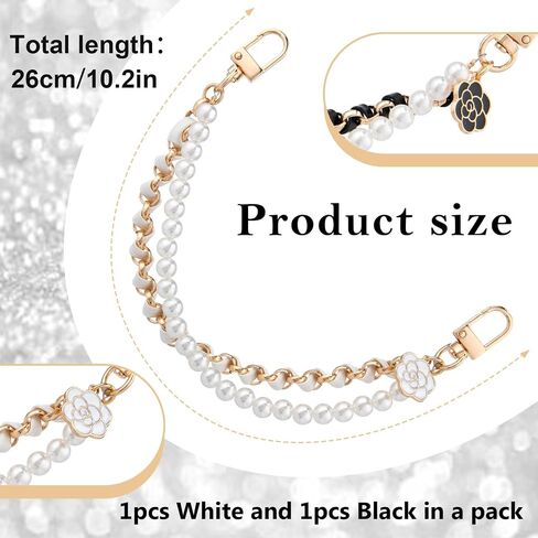 Pearl Purse Double Extender Chain, Gold Bag Charm Handle with Metal Buckles, 10 mm Replacement Bag Straps for Women, Elegant Accessory Decoration for Handbags, Purse (1PCS) in Saudi Arabia