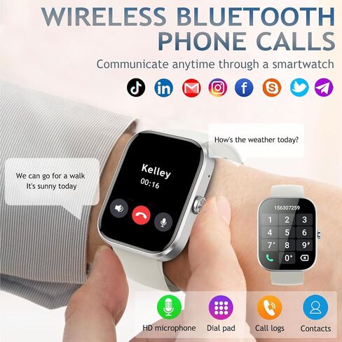 Smart Watch 1.91" HD Smartwatches Men Women, Fitness Tracker Bluetooth Call, 112+ Sports, IP68 Waterproof, Heart Rate Sleep Monitor Pedometer Calories Alarm Clock Weather, for iOS Android in Kuwait